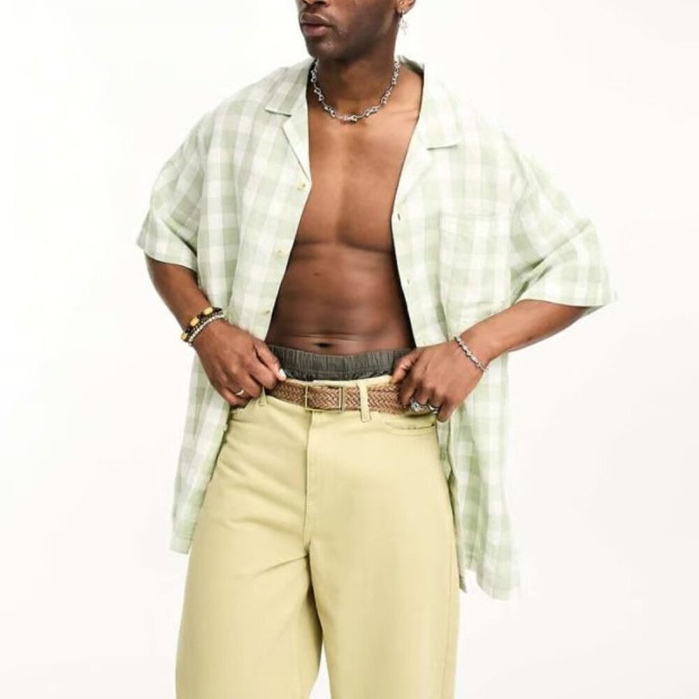 NEW ASOS DESIGN Revere Linen Shirt 2XL